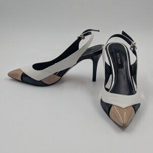 White House Black Market Color Block Sling Back Heels | Pumps  | Sz 7.5M